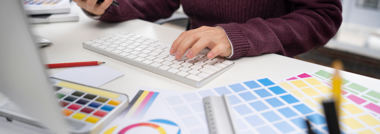 Female branding on computer